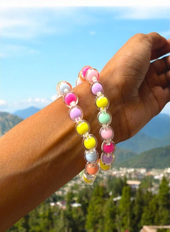 MPK Perfect Beaded Bracelet for Women, Girls, and Kids - Vibrant, Shiny Colorful Beads Perfect for Daily Wear, Parties, or Gifting (Multicolor, Pack of 2 Pcs) - Image 3