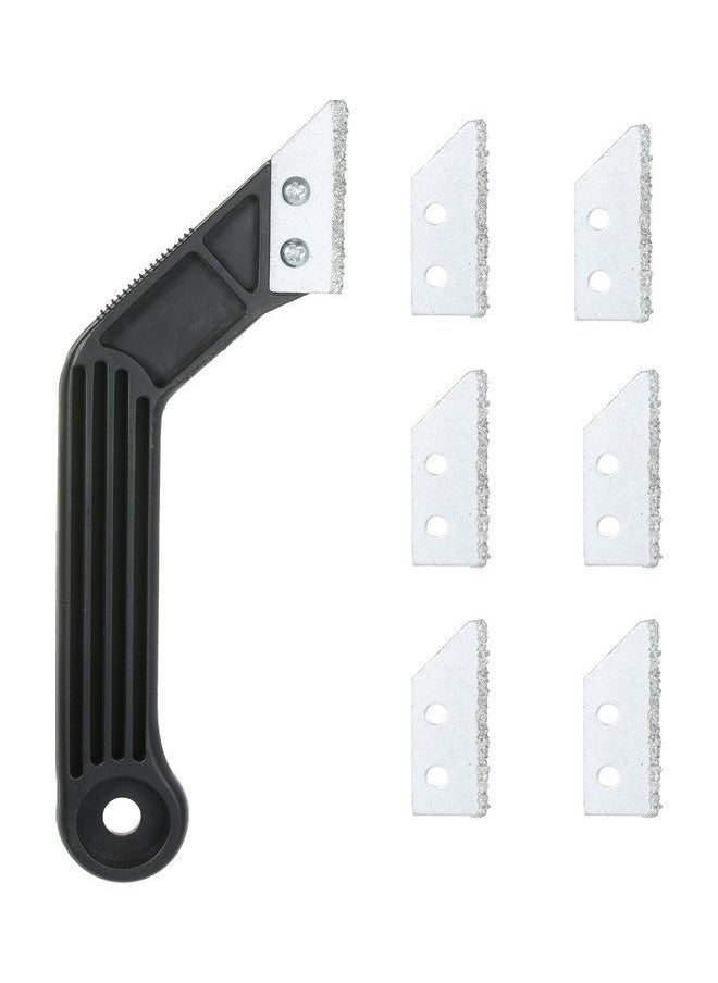 NIBEMINENT Professional Angled Tile Grout Saw With 5 Extra Replacement Piece Black 21x2x7cm  - Image 1