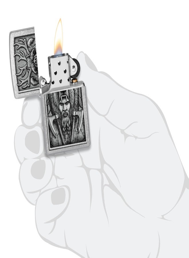 Zippo Barbarian Windproof Lighter – Warrior Skull Design in Full-Color Image on Black Matte, Refillable, (Bis Certified) - Image 5