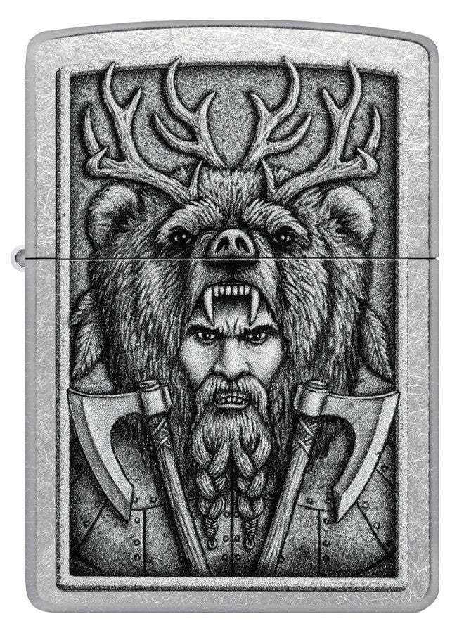 Zippo Barbarian Windproof Lighter – Warrior Skull Design in Full-Color Image on Black Matte, Refillable, (Bis Certified) - Image 2