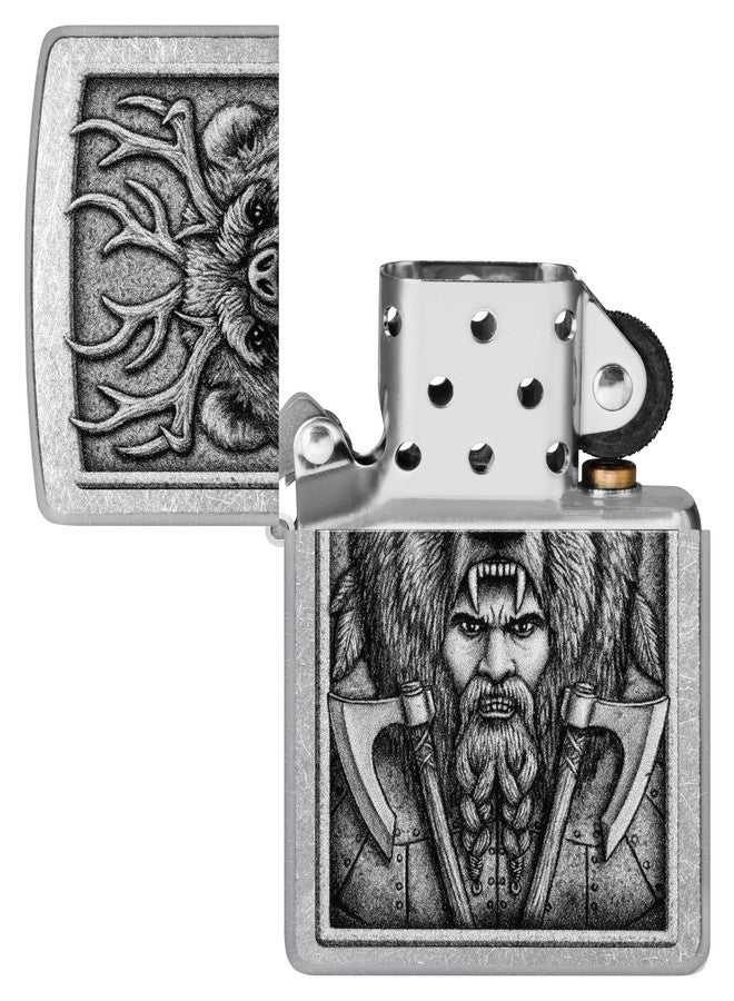 Zippo Barbarian Windproof Lighter – Warrior Skull Design in Full-Color Image on Black Matte, Refillable, (Bis Certified) - Image 4