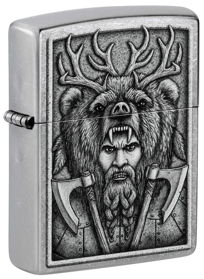 Zippo Barbarian Windproof Lighter – Warrior Skull Design in Full-Color Image on Black Matte, Refillable, (Bis Certified) - Image 1
