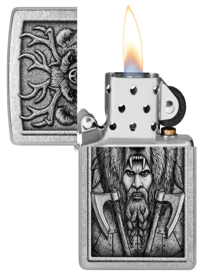 Zippo Barbarian Windproof Lighter – Warrior Skull Design in Full-Color Image on Black Matte, Refillable, (Bis Certified) - Image 3