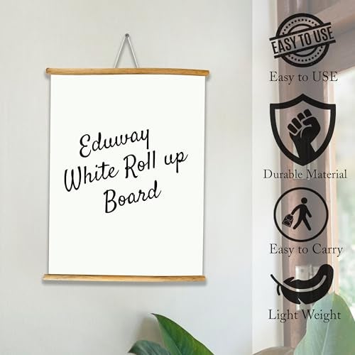 Eduway 2x3 Ft. (24x36 Inch) Wooden Roll-Up Whiteboard for Wall Hanging | with 1 Wooden Duster | Roll Up Writing Board for Home, Office, School & Kids | Durable & Lightweight | (Set of 1-61x91 Cms) - Image 3