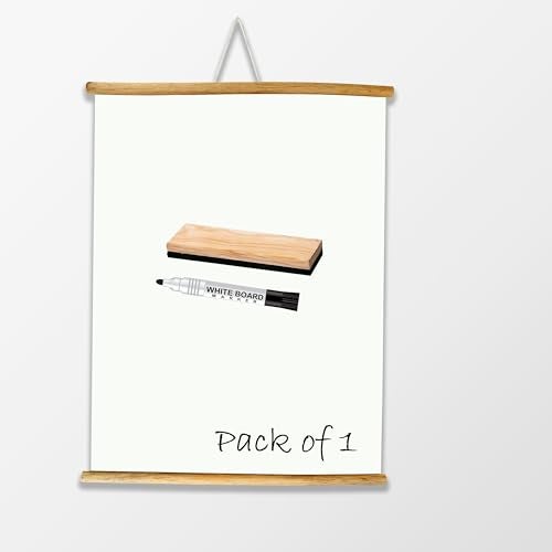 Eduway 2x3 Ft. (24x36 Inch) Wooden Roll-Up Whiteboard for Wall Hanging | with 1 Wooden Duster | Roll Up Writing Board for Home, Office, School & Kids | Durable & Lightweight | (Set of 1-61x91 Cms) - Image 1