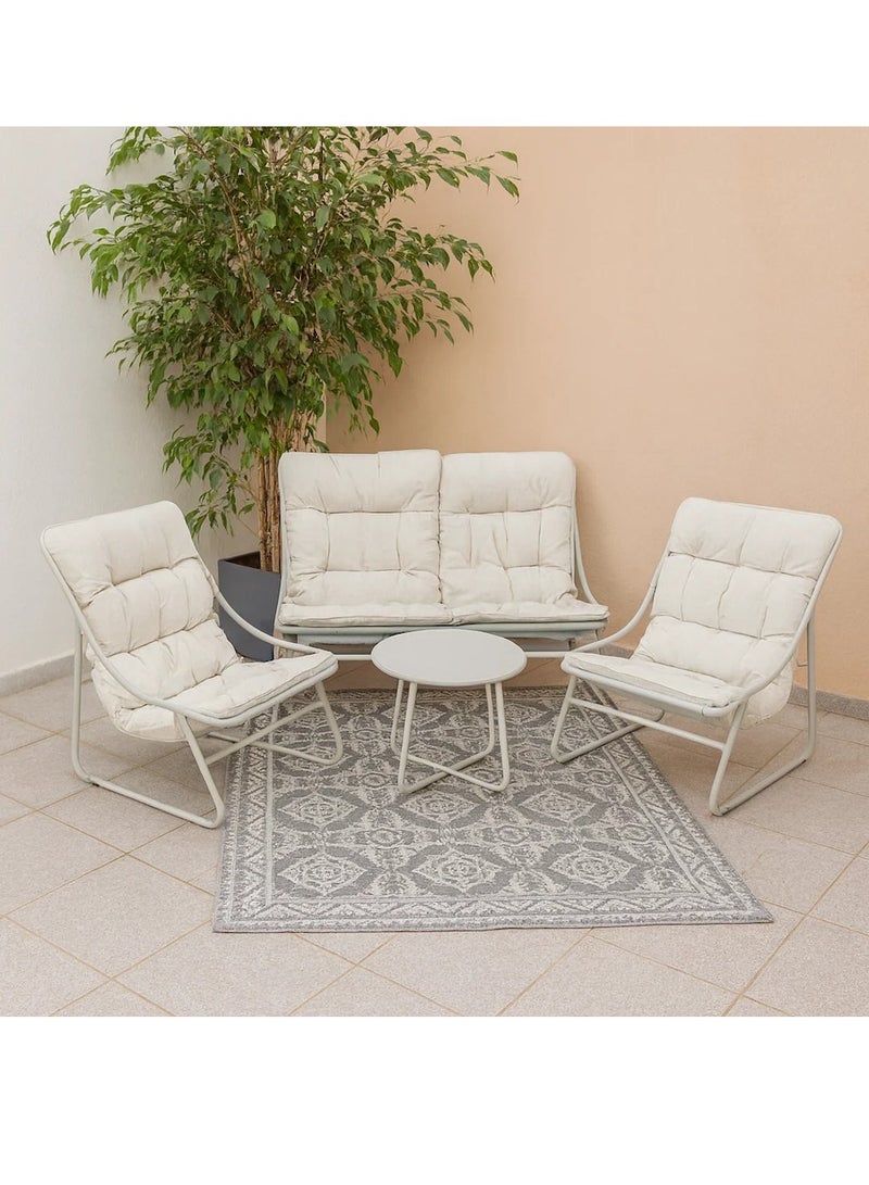 UNIKSAR 4-Piece Outdoor Patio Set for 4 Persons – Iron Frame  Includes 1 Double Sofa, 2 Armchairs & 1 Glass Coffee Table – Comfortable Cushions – Modern Outdoor Garden Balcony Furniture - Image 2