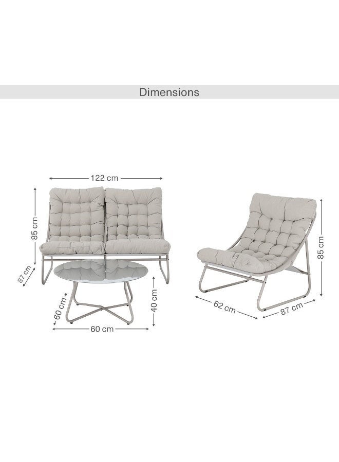 UNIKSAR 4-Piece Outdoor Patio Set for 4 Persons – Iron Frame  Includes 1 Double Sofa, 2 Armchairs & 1 Glass Coffee Table – Comfortable Cushions – Modern Outdoor Garden Balcony Furniture - Image 4