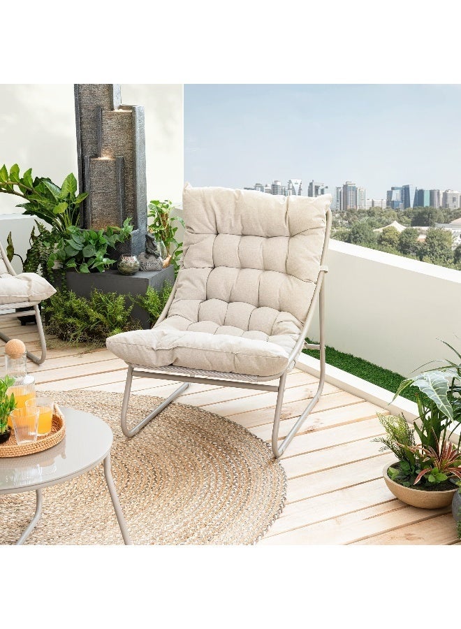 UNIKSAR 4-Piece Outdoor Patio Set for 4 Persons – Iron Frame  Includes 1 Double Sofa, 2 Armchairs & 1 Glass Coffee Table – Comfortable Cushions – Modern Outdoor Garden Balcony Furniture - Image 5