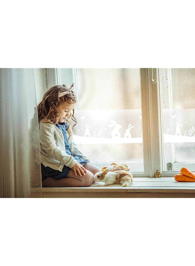 d-c-fix Fensterfolie Statisch Haftend Glasfolie Sichtschutz Uv Schutz Dekofolie Designfolie Blickdicht Küche Bad Büro Fenster Trennwand Tisch Static Window Stripes Lovely Rabbits 20 Cm X 1 5 M - Image 2