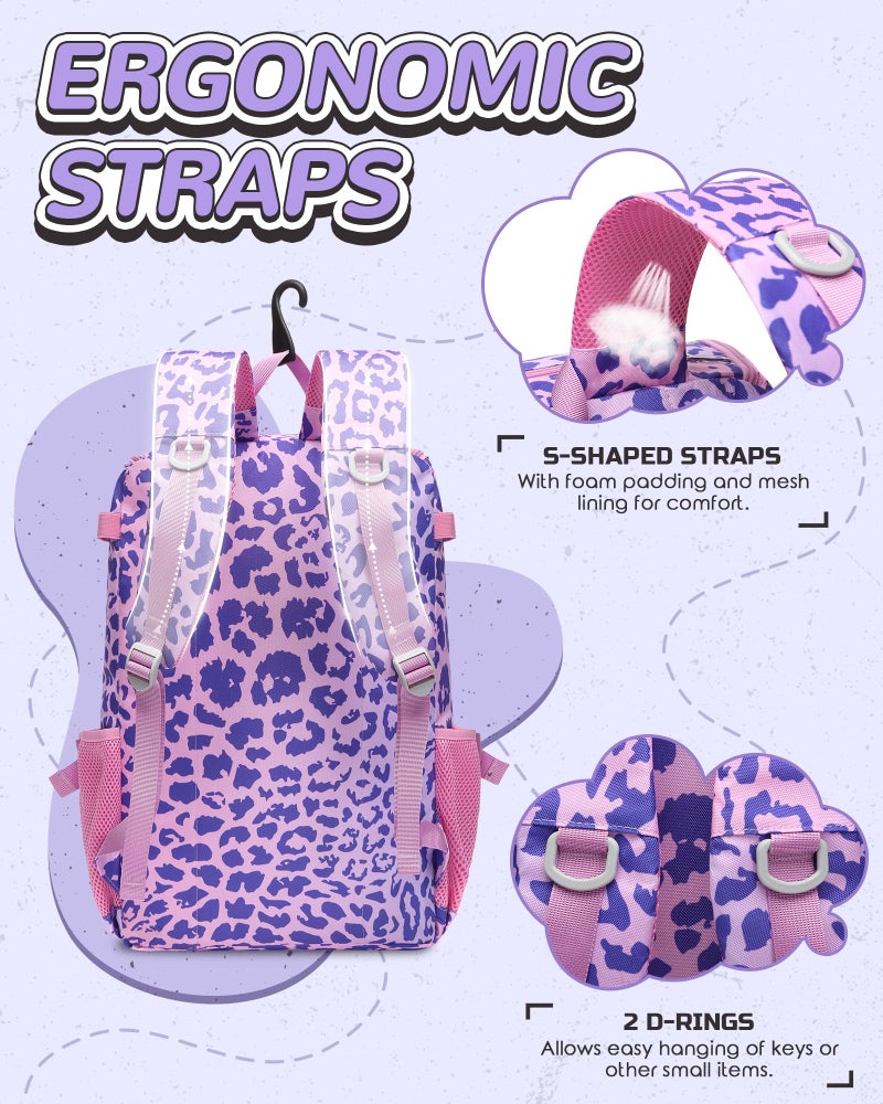 FOKDUVB Baseball Softball Equipment Bag for Boys Girls Ages 8-12 10-12 12-14 Large Kids Youth Bat Bag Backpack with Ventilated Shoe Compartment Baseball Softball Stuff Supplies (Purple, Leopard) - Image 5