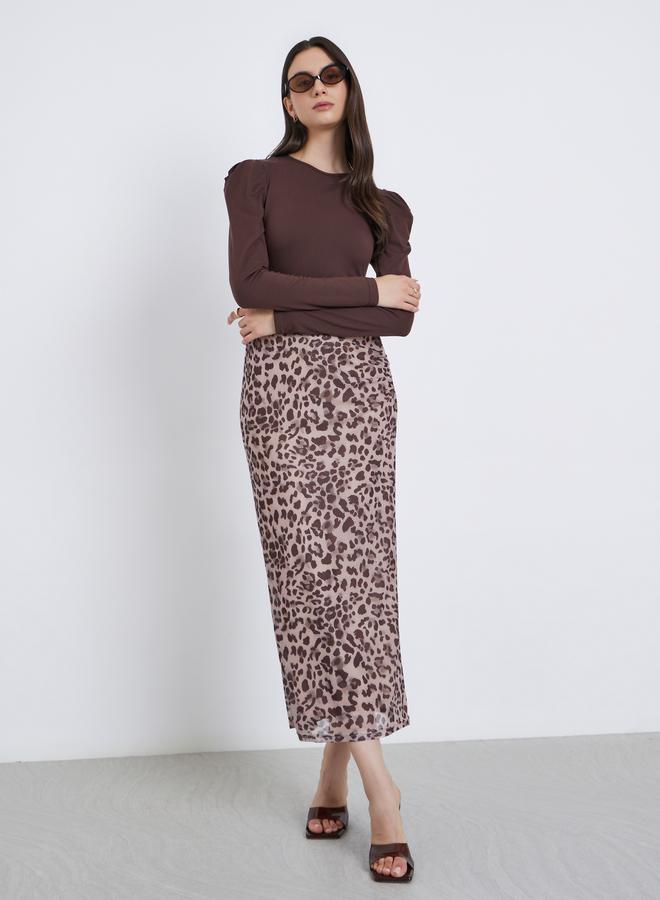 Take Two Brown Solid Puff Sleeve Knit Top - Image 3