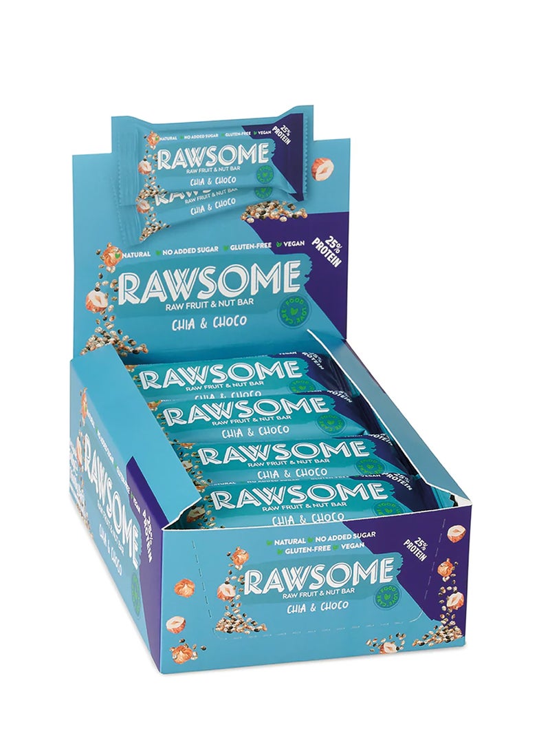 Rawsome Chia & Cacao Vegan Protein Bar | 25% Protein | Gluten Free | No Added Sugar | 16x40g - Image 1