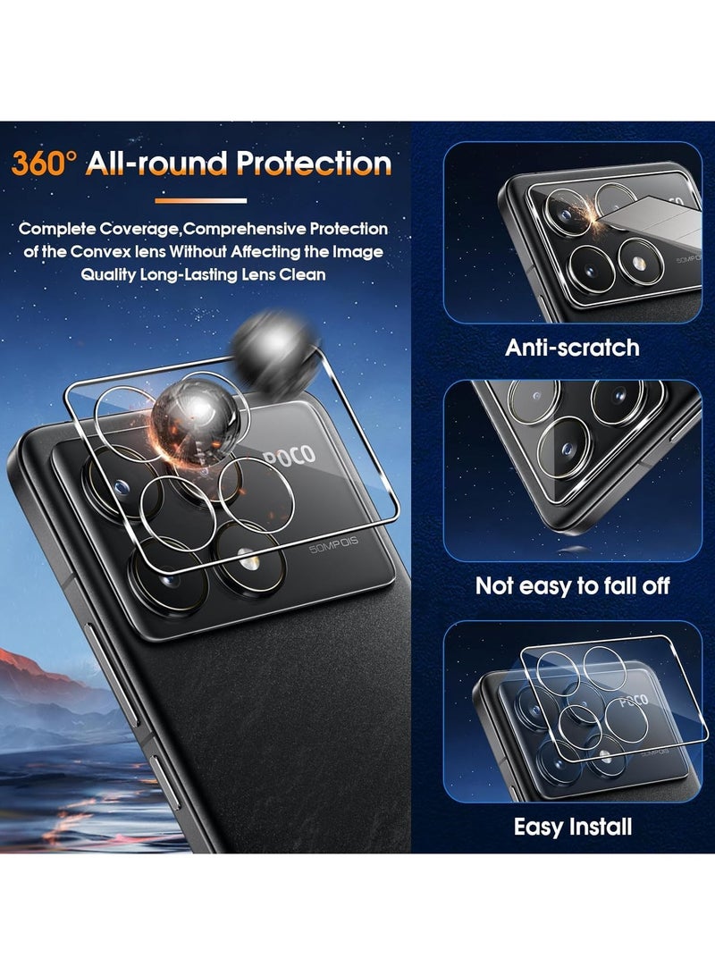 general Screen Protector Compatible with Xiaomi Poco F6 Pro, 2 Pcak Crystal Tempered Glass and 2 Pack Camera Lens Protector, 9H Hardness HD Anti-Scratch Protective Film - Image 5