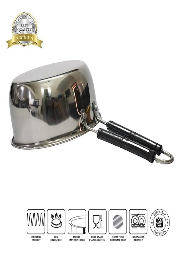 ASTECH INDIA Stainless Steel Sauce Pan with Handle, 1.5 Litre Capacity, Induction Compatible, 6 Inch Diameter, Dishwasher Safe - Image 2
