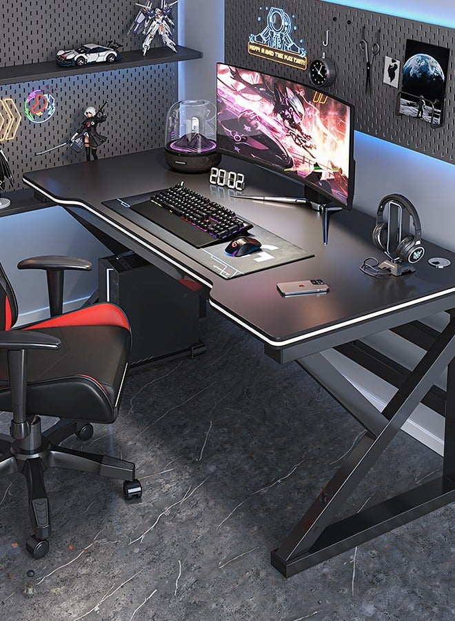 K-Shaped Gaming Computer Desk (Black), Ergonomic PC Table for Gamer & Home Office, Modern Smiple Style Game Table, 80/100/120x60x75cm, Easy Assembly - Image 1