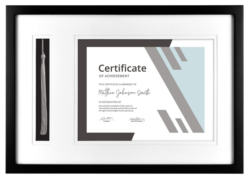 MCS Black Graduation Diploma and Tassel Frame 1825x13 Inch Overall Size