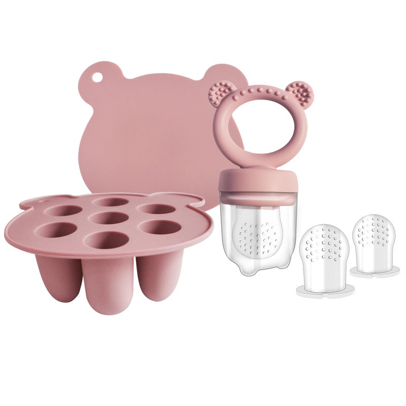 BIGSPINACH Big Spinach Silicone Freezer Tray Baby Fruit Feeder Food Teething Set Must-Have Pacifiers and Food Storage Containers for Babies 6 Months and Up - Image 1