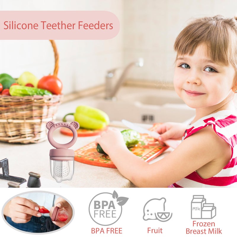 BIGSPINACH Big Spinach Silicone Freezer Tray Baby Fruit Feeder Food Teething Set Must-Have Pacifiers and Food Storage Containers for Babies 6 Months and Up - Image 4