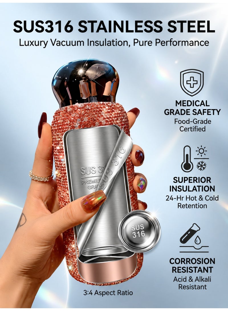 general 260ml Small-Capacity Portable Stainless Steel Rhinestone-Embellished Insulated Tumbler (Cold & Hot) - Image 3