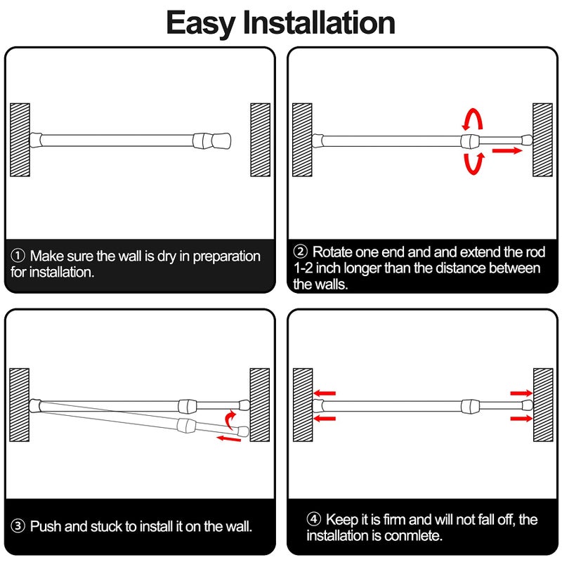 SIQUK 6 Pack Cupboard Bars Adjustable Spring Tension Rods Black Refrigerator Bar Extendable Rod for DIY Projects, 15.7 to 28 Inches - Image 4