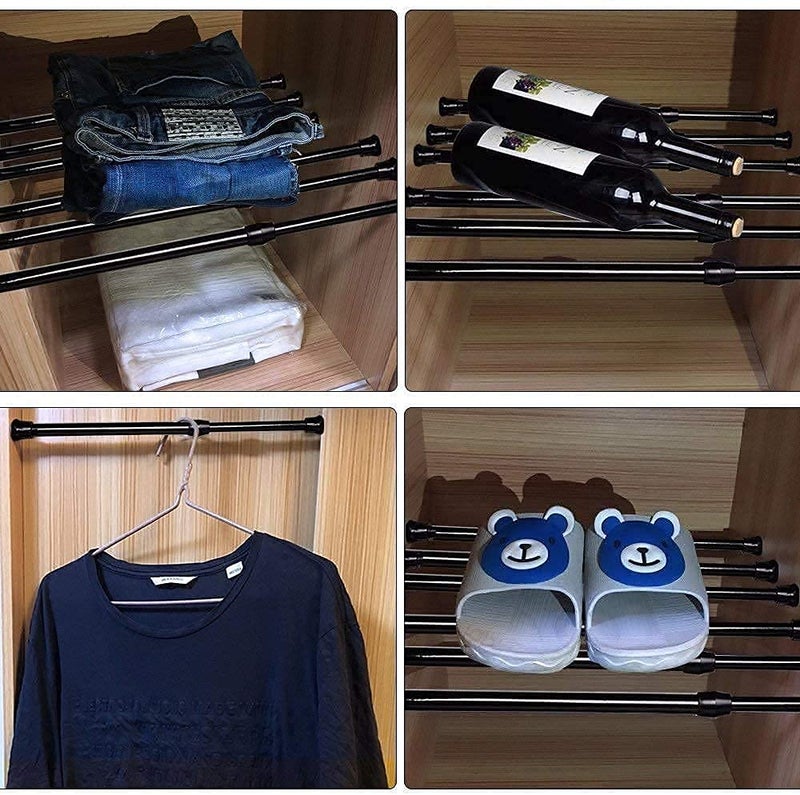 SIQUK 6 Pack Cupboard Bars Adjustable Spring Tension Rods Black Refrigerator Bar Extendable Rod for DIY Projects, 15.7 to 28 Inches - Image 5