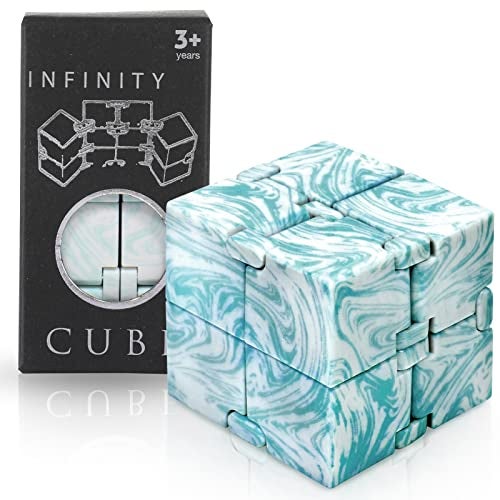 SMALL FISH Infinity Cube Sensory Fidget Toy Sensory Tool EDC Fidgeting Game for Kids and Adults Cool Mini Gadget Best for Stress and Stress Relief HandHeld Fidget Toy Marble - Image 1