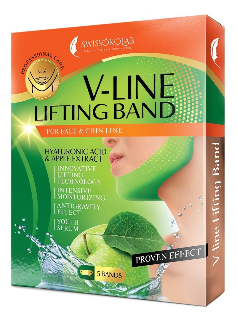 SWISSOKOLAB SWISSÖKOLAB V shape lifting up Face Mask Chin Up Patch Double Chin Reducer Chin Contour Tightening Firming Face Lift Tape Mask V-Line Neck Lifting Patches V Shaped Slimming Face Mask 5 pcs - Image 1