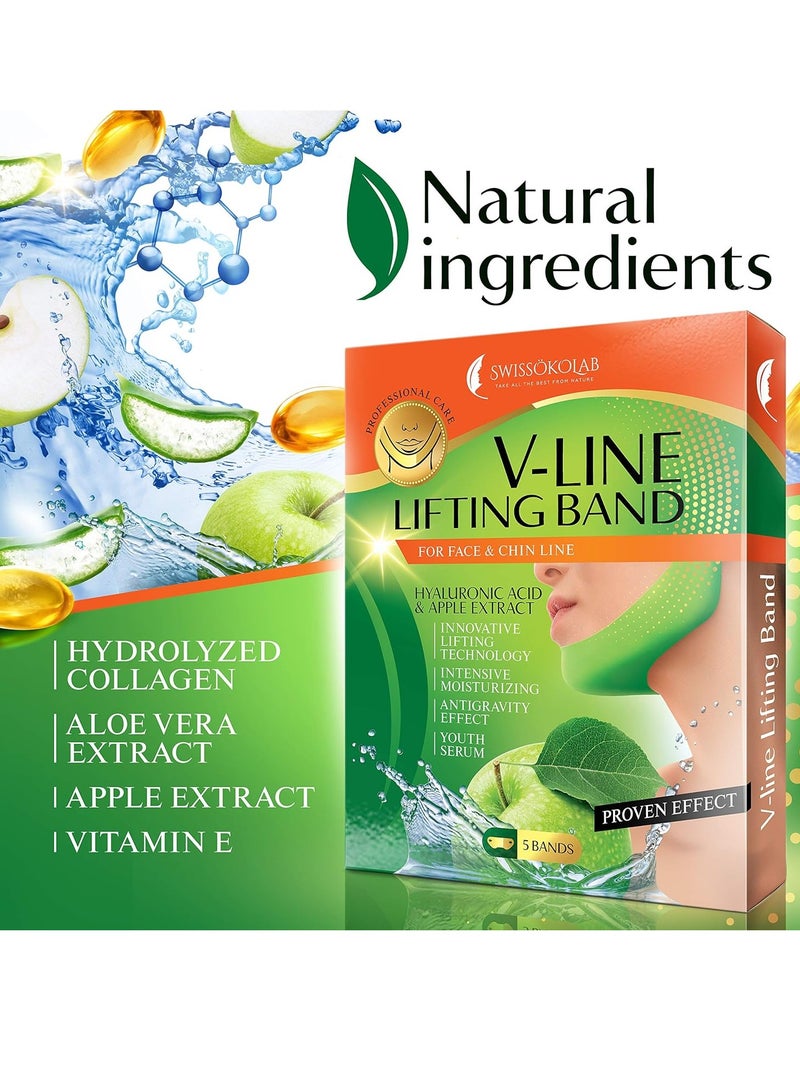 SWISSOKOLAB SWISSÖKOLAB V shape lifting up Face Mask Chin Up Patch Double Chin Reducer Chin Contour Tightening Firming Face Lift Tape Mask V-Line Neck Lifting Patches V Shaped Slimming Face Mask 5 pcs - Image 4