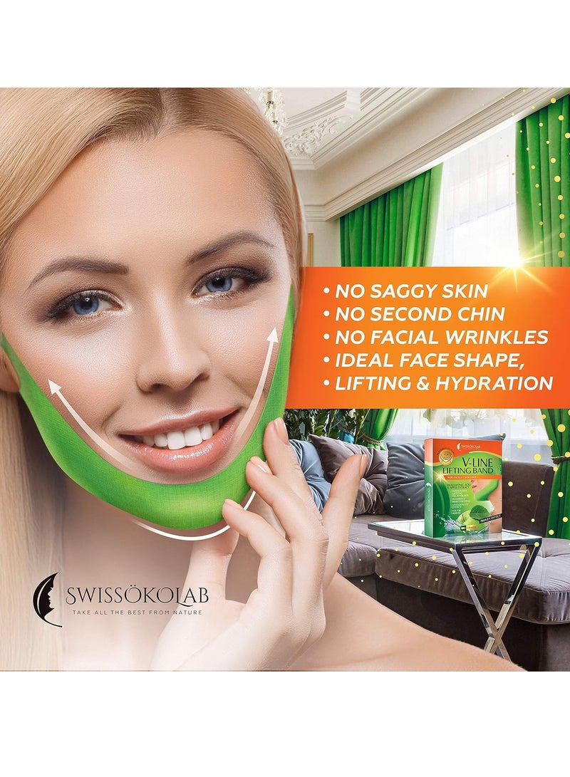 SWISSOKOLAB SWISSÖKOLAB V shape lifting up Face Mask Chin Up Patch Double Chin Reducer Chin Contour Tightening Firming Face Lift Tape Mask V-Line Neck Lifting Patches V Shaped Slimming Face Mask 5 pcs - Image 3