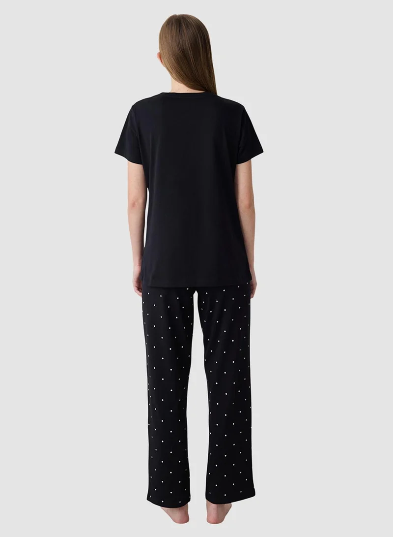 Penti Black Cotton Pyjama Set