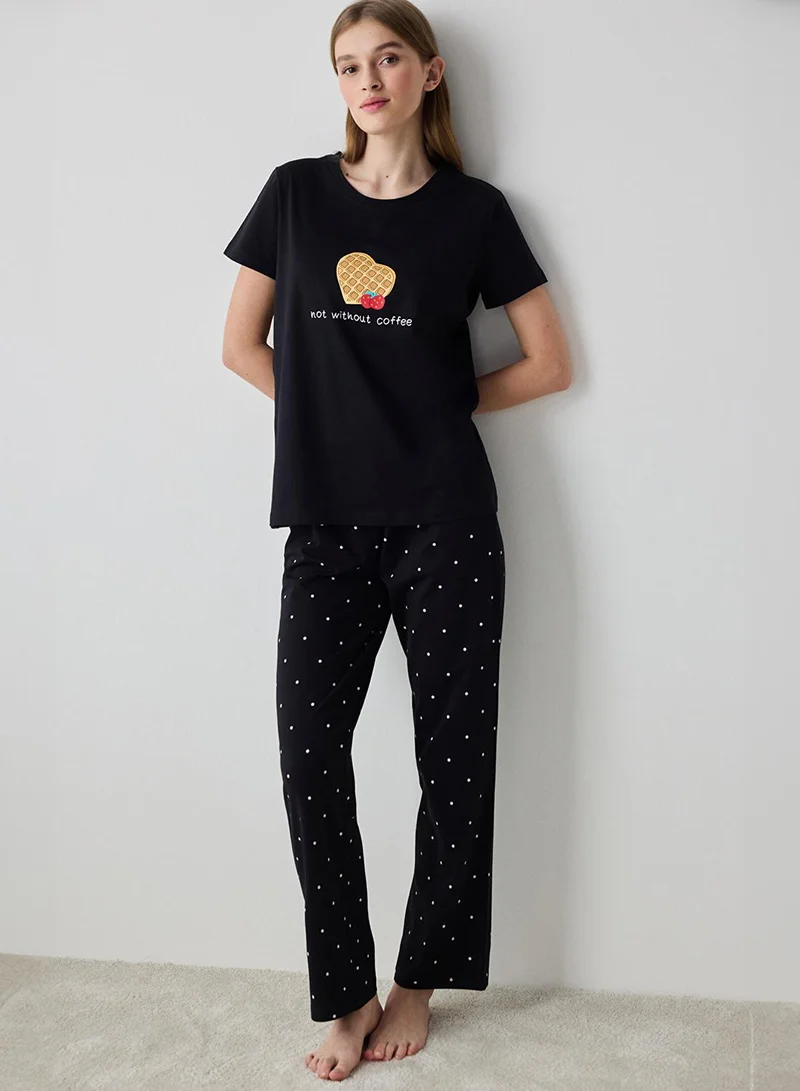 Penti Black Cotton Pyjama Set