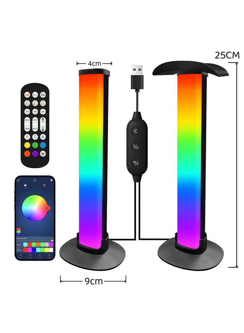 XiuWoo RGB Ambient Light 2PCS,Smart LED Light BarsRGB Gaming Lights,Led Desktop Pickup Ambient Light,Led Desktop Pickup Ambient Light,Bluetooth Esports Atmosphere Light,Computer Desktop Gaming Headphone Placement Bracket,Three Control Modes Timing Switch Lamp Usb Powered,with Music Sync & App Control,Room Decor,For TV PC Monitor Backlight, USB Powered Mood Lighting,For Touch Control In Offices/Homes/Games/Desks - Image 2