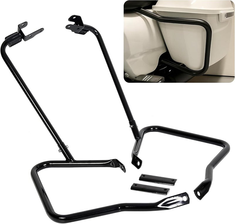 ECOTRIC Saddlebag Bracket Guard Bars Compatible with 2014-2024 Harley Davidson Touring Street Road Glide FLH Saddle Bags Guard Mount Black - Image 1