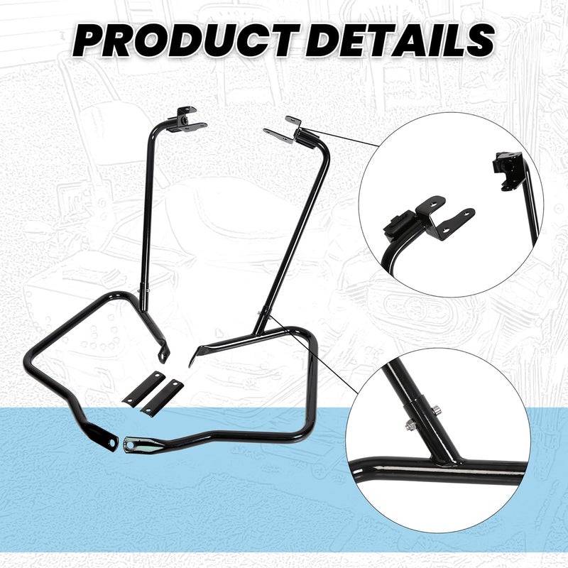 ECOTRIC Saddlebag Bracket Guard Bars Compatible with 2014-2024 Harley Davidson Touring Street Road Glide FLH Saddle Bags Guard Mount Black - Image 4