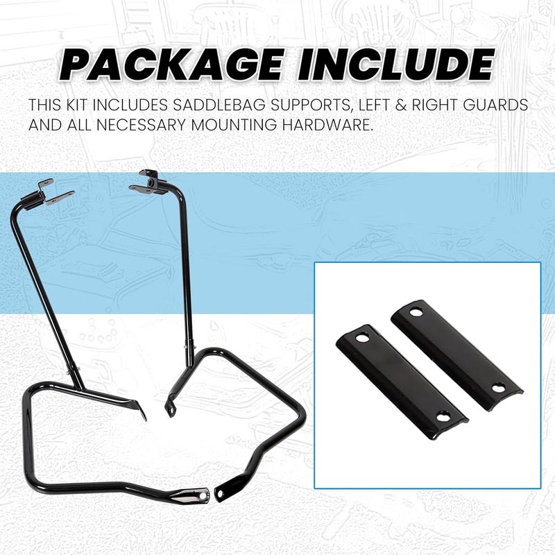 ECOTRIC Saddlebag Bracket Guard Bars Compatible with 2014-2024 Harley Davidson Touring Street Road Glide FLH Saddle Bags Guard Mount Black - Image 3