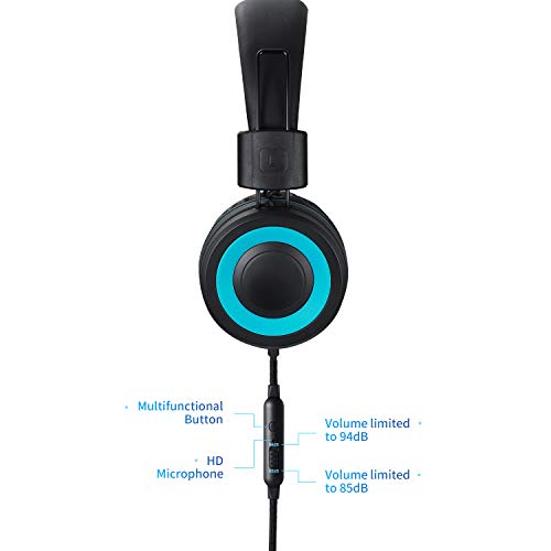 POWMEE M3 Kids Headphones with Microphone Lightweight Foldable Adjustable Stereo Bass On-Ear Headphones with 1.3 M Tangle-Free Cord for smartphons Tablets MP3/4 with 3.5mm Jack Device(Black) - Image 5