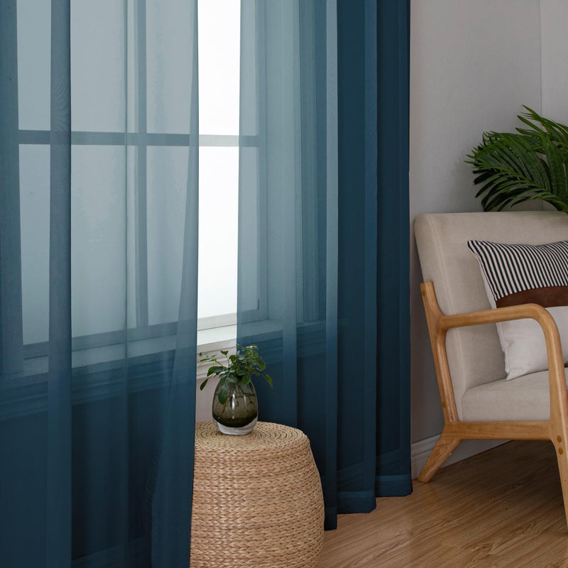 Simplebrand Dusty Blue Sheer Curtains 63 Inch Length 2 Panels, Rod Pocket Solid Color Window Sheer Curtain Panels, Elegant Curtains & Drapes for Living Room, Bedroom 2 Panels (42" W x 63" L) - Image 5