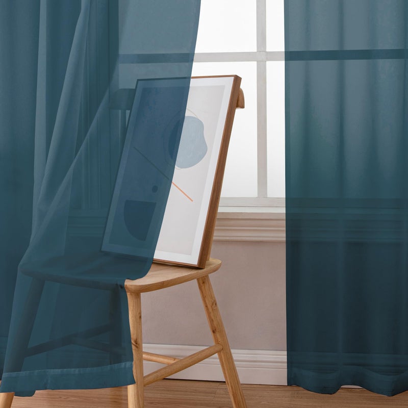 Simplebrand Dusty Blue Sheer Curtains 63 Inch Length 2 Panels, Rod Pocket Solid Color Window Sheer Curtain Panels, Elegant Curtains & Drapes for Living Room, Bedroom 2 Panels (42" W x 63" L) - Image 4