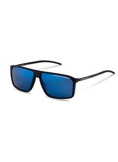Porsche Porsche Men Black Rectangle Sunglasses with Blue lenses P8653 A 60 