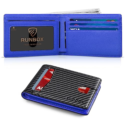 RUNBOX Wallet for Men Slim Leather Bifold RFID Blocking Minimalist Front Pocket Design with Gift Box - Image 1