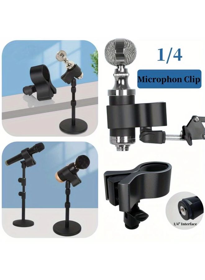 Black Adjustable Microphone Stand With Anti Slip Base For Stage Podcast Recording - Image 1