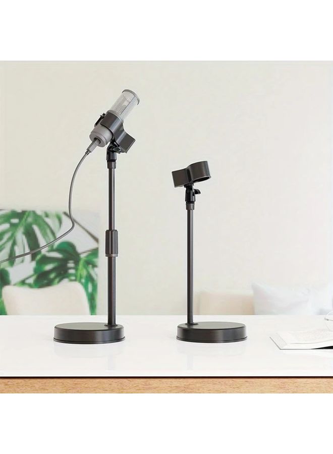 Black Adjustable Microphone Stand With Anti Slip Base For Stage Podcast Recording - Image 5