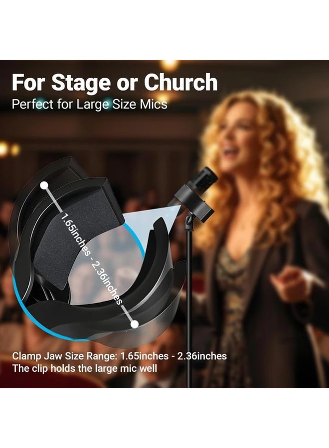 Black Adjustable Microphone Stand With Anti Slip Base For Stage Podcast Recording - Image 3