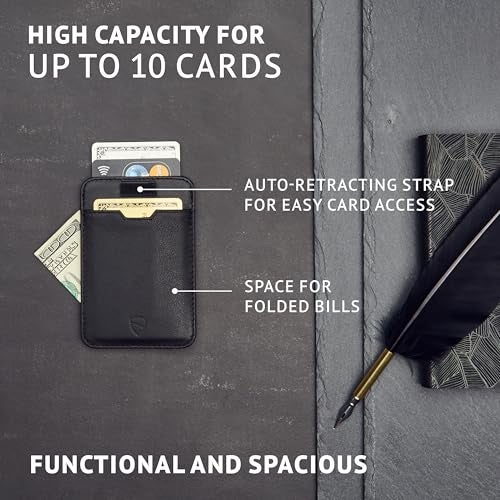 Vaultskin CHELSEA Mens RFID Blocking Slim Leather Card Wallet - Minimalist Front Pocket Cardholder in Black - Image 5