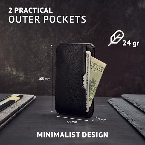 Vaultskin CHELSEA Mens RFID Blocking Slim Leather Card Wallet - Minimalist Front Pocket Cardholder in Black - Image 4