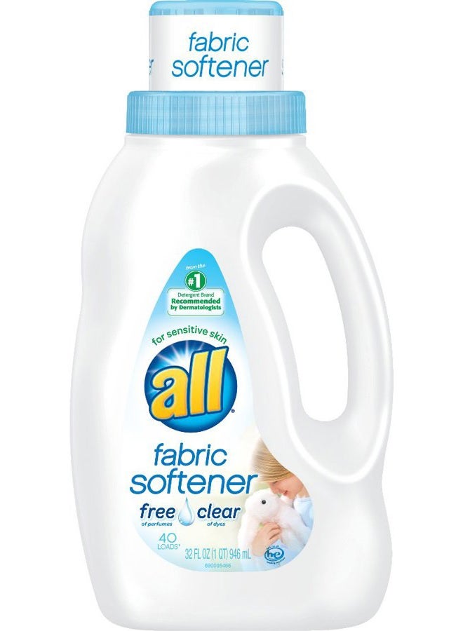 Concentrated Fabric Softener Liquid, 40 Loads-Free & Clear-32 oz