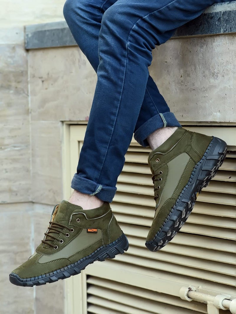 MACTREE Olive Suede Hiking & Trekking Boot for Men - 42 - Image 3