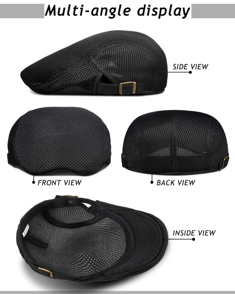 Chuarry 8 Pack Men's Mesh Flat Cap Breathable Summer Newsboy Hat Cabbie Driving Hats for Men (Multicolor) - Image 4