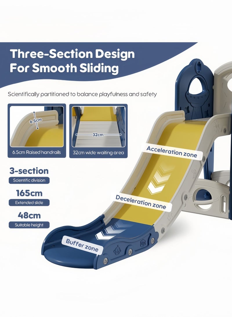 عنيد زحليقة ومرجيحة للأطفال 6 في 1، زحليقة اطفال منزلية وخارجية، زحليقه اطفال مع سلة كرة سلة وتلسكوب ومساحة تخزين، مرجيحة قابلة لضبط الارتفاع، ملعب ألعاب للأطفال الصغار - Image 4