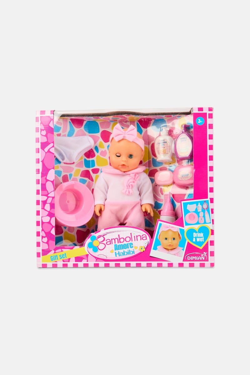 Bambolina مجموعة هدايا دمى أطفال ناعمة 8 قطع أمور حبيبي للشرب والتبليل - Image 1